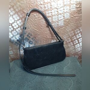 Zara Minimalist Black Faux Leather Shoulder Bag